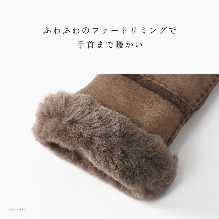 スマホ対応 手袋 レディース UGG 防寒 防水 本革 ファー付き アグ