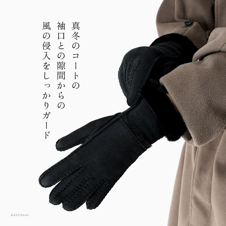 スマホ対応 手袋 レディース UGG 防寒 防水 本革 ファー付き アグ