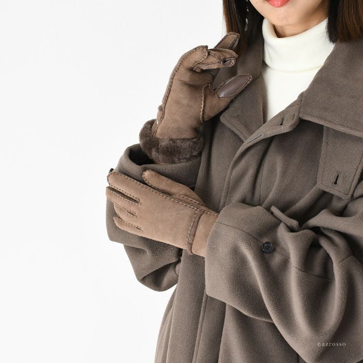 スマホ対応 手袋 レディース UGG 防寒 防水 本革 ファー付き アグ