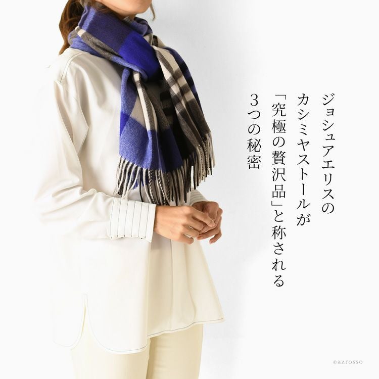 タータンチェック カシミヤ ストール ブルー CPG51786 ジョシュア