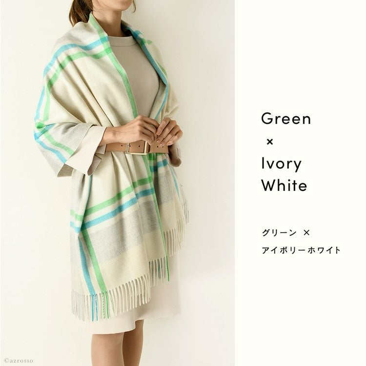 タータンチェック カシミヤ ストール アイボリー CPG51788 ジョシュア