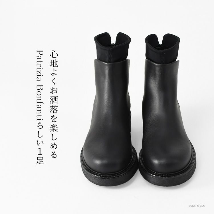 ショートブーツ 本革 軽い 厚底 ソックスブーツ ローヒール 歩きやすい