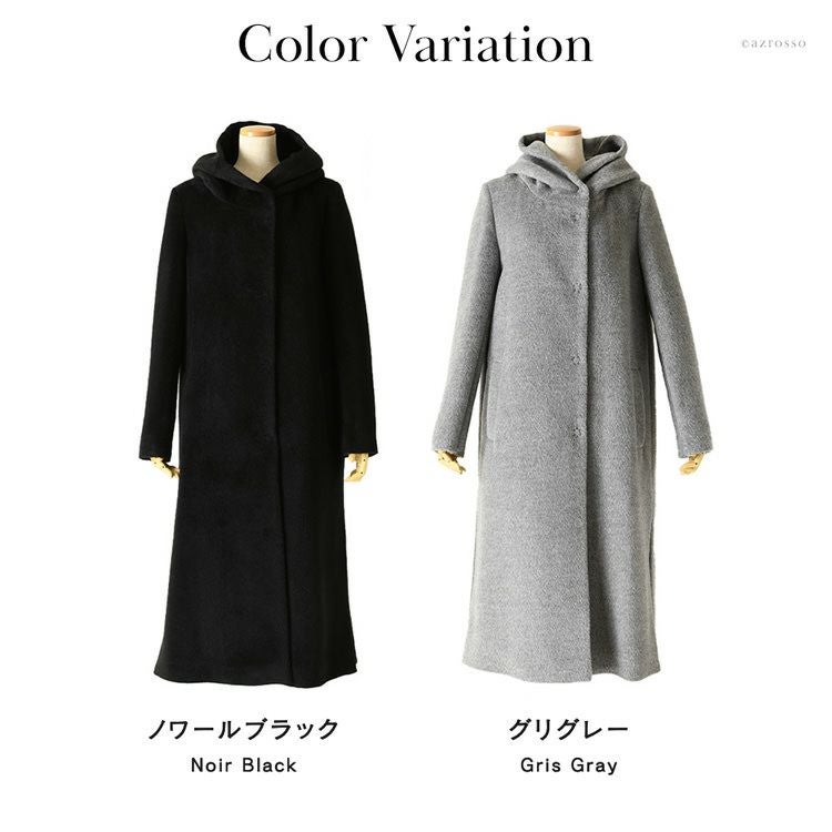 フード付き ロングコート レディース コート アルパカ ウール混