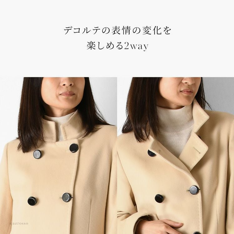 イタリア製マキシ丈 ロングコート ダブルボタン ナポレオンコート