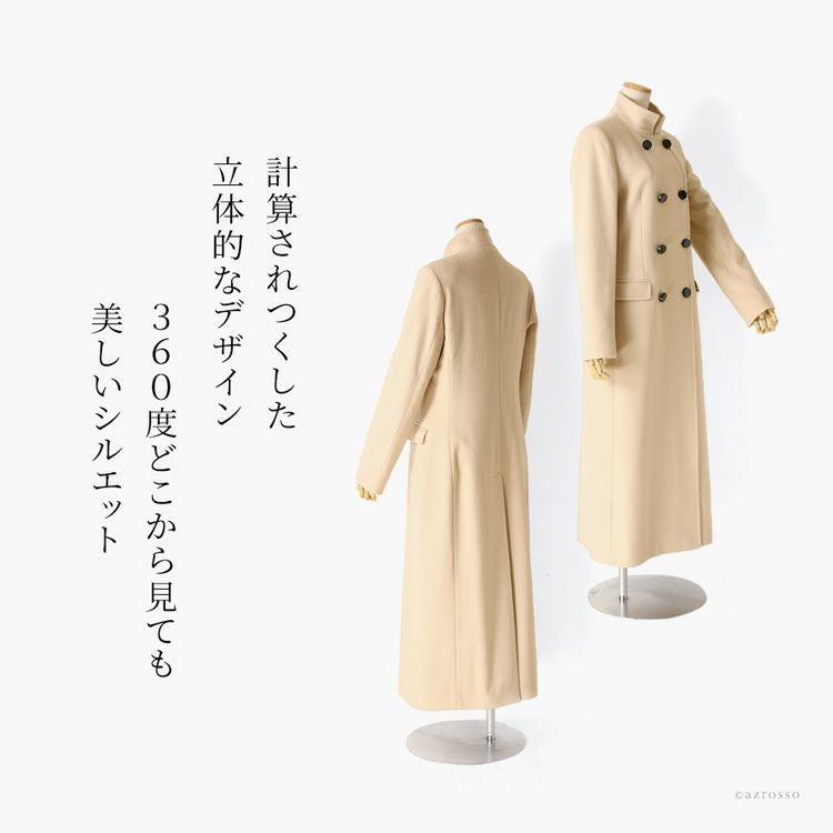 イタリア製マキシ丈 ロングコート ダブルボタン ナポレオンコート