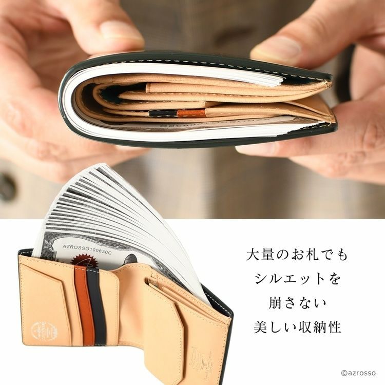 二つ折り財布 コードバン レザー 財布 多収納 アトリエヒロ Atelier