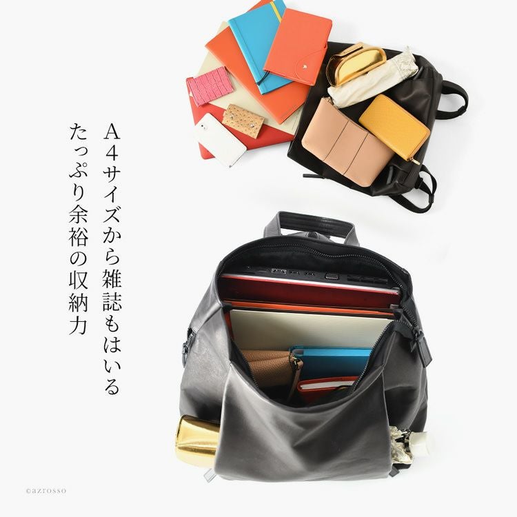 LILY ブラックレザー バックパック 本革 軽量 A4 通勤 ビジネス リュック 日本製 レディース リリー LILY