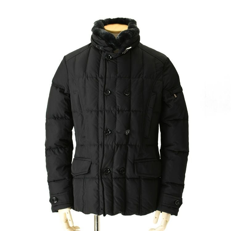 ダブルブレスト ダウンジャケット SIRO-KM 黒 ムーレー MooRERの通販