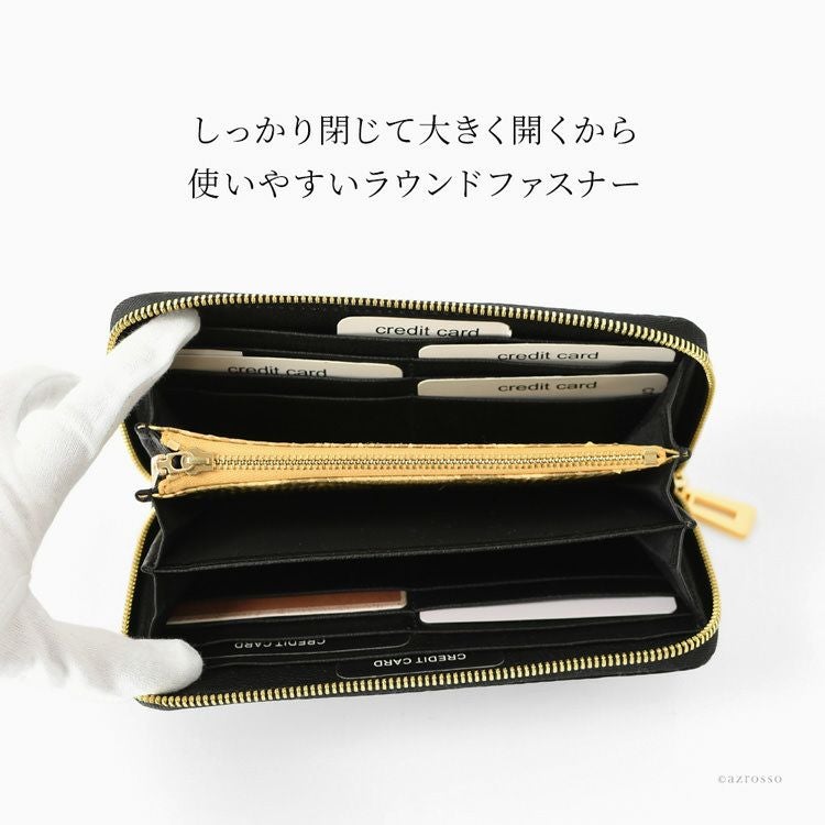 クロコダイルレザー シンプル ラウンドファスナー 本革 長財布の通販