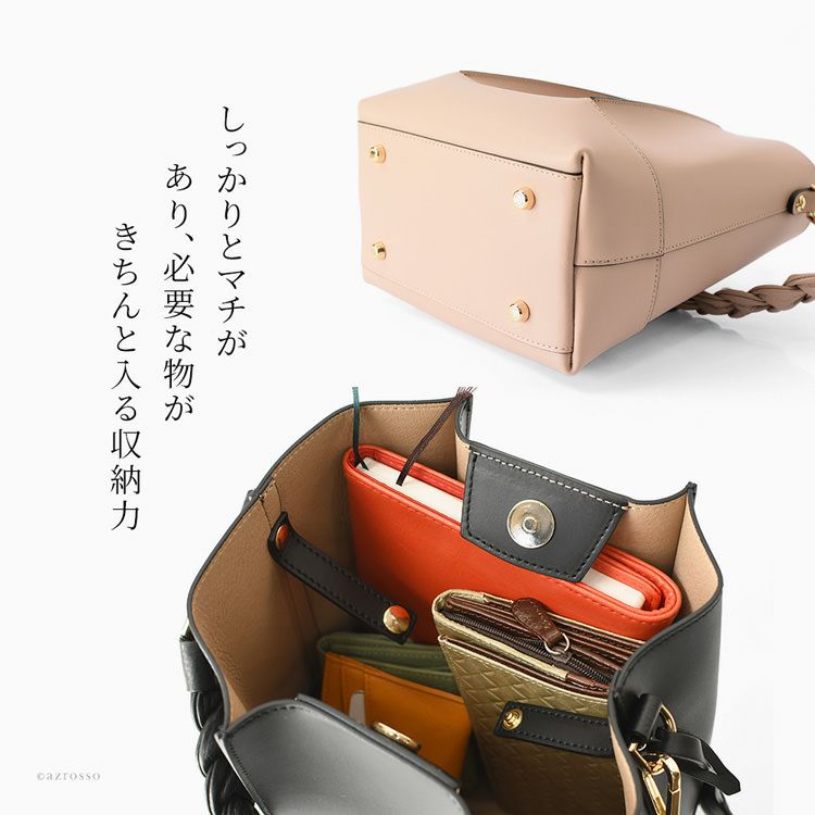 バケツ型 バッグ ハンドバッグ 2way ショルダー レザー イタリア製