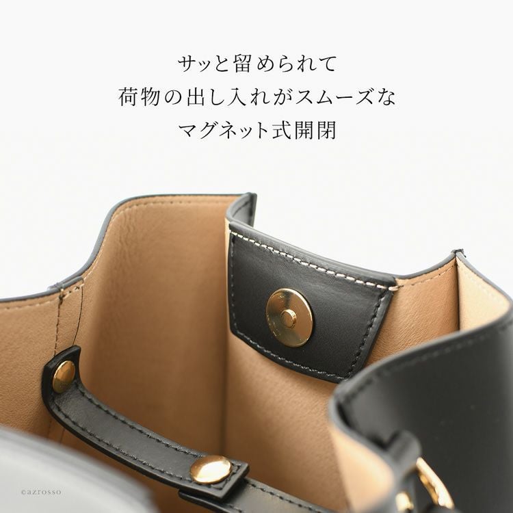 バケツ型 バッグ ハンドバッグ 2way ショルダー レザー イタリア製