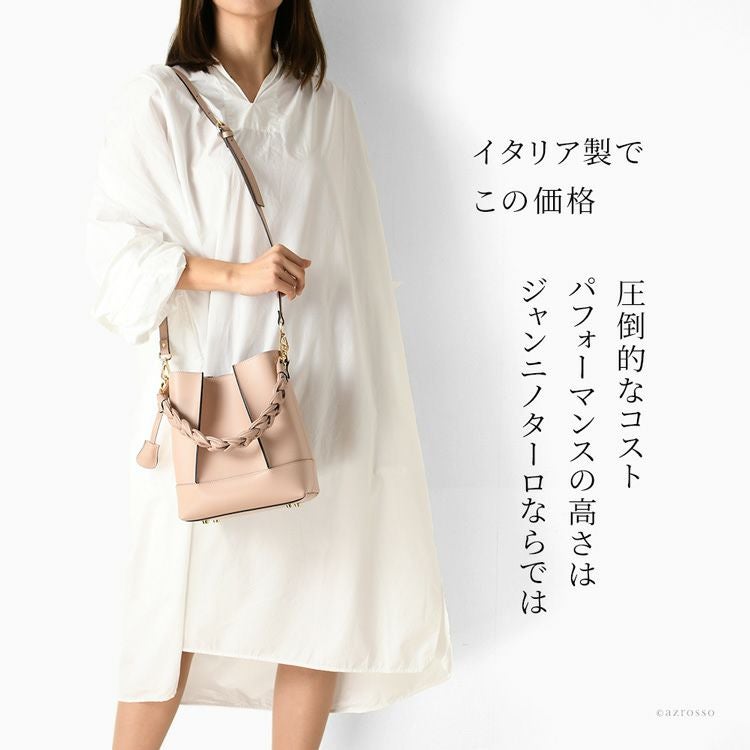 美品☆ジャンニノターロ アルアバイル取扱　バケットバッグ 2way バケツ型 バッグ ハンドバッグ 2way ショルダー レザー イタリア製