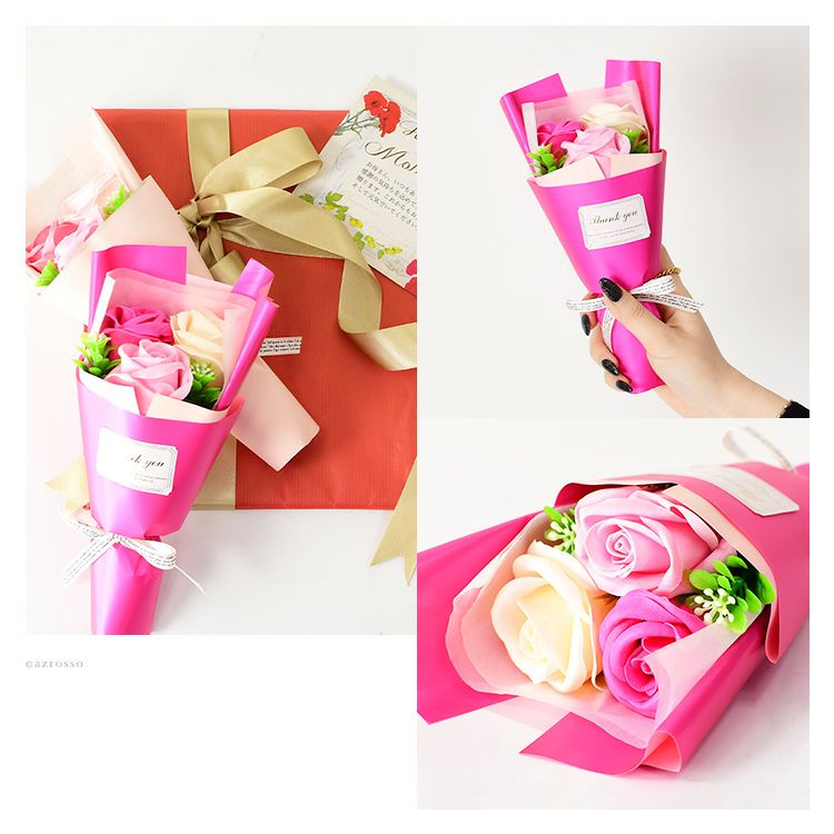 ラッピングサービス アートフラワー ブーケ付 メッセージカード付き