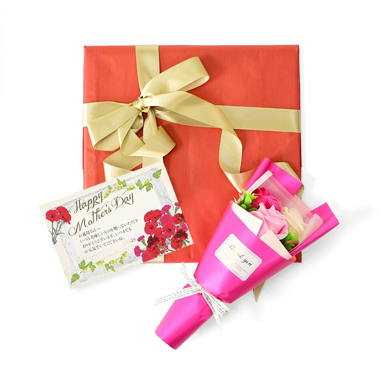 ラッピングサービス アートフラワー ブーケ付 メッセージカード付き