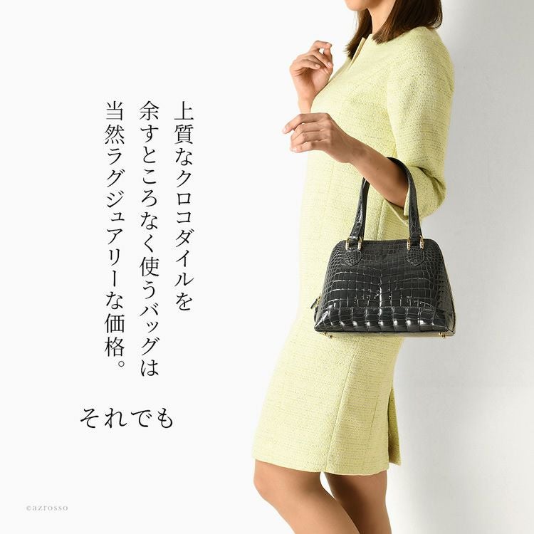 クロコダイル ハンドバッグ 高級 ボリードバッグ ミニ 日本製