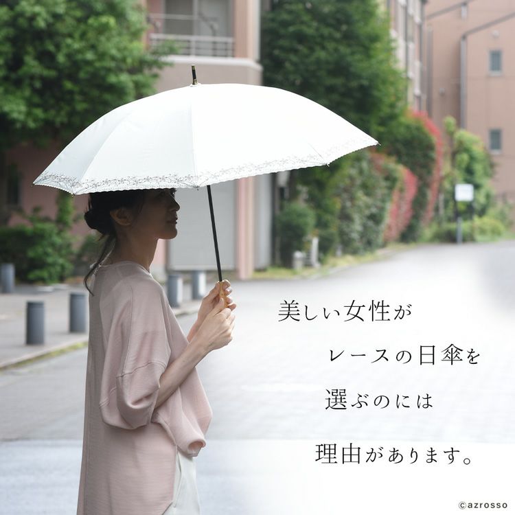 レディース レース日傘 完全遮光 一級遮光 長傘 遮熱 遮光100 内側黒