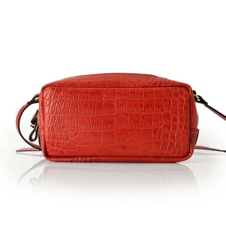 日本製 クロコ 型押し レザー ミニ ショルダー バッグ レディース 斜