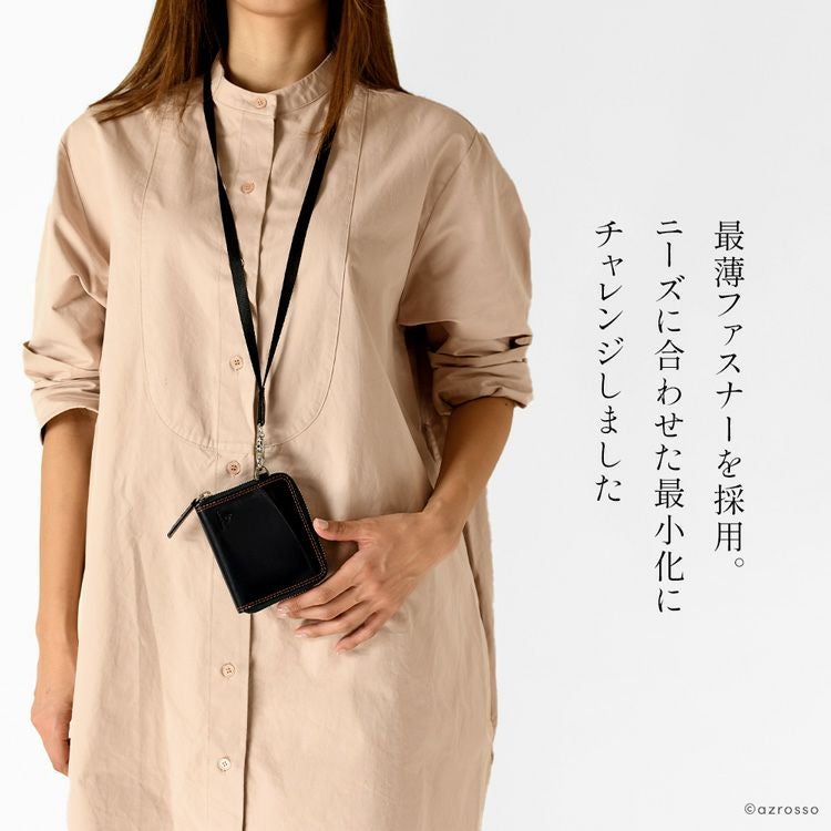 二つ折り財布 本革 ラウンドファスナー ミニウォレット レディース