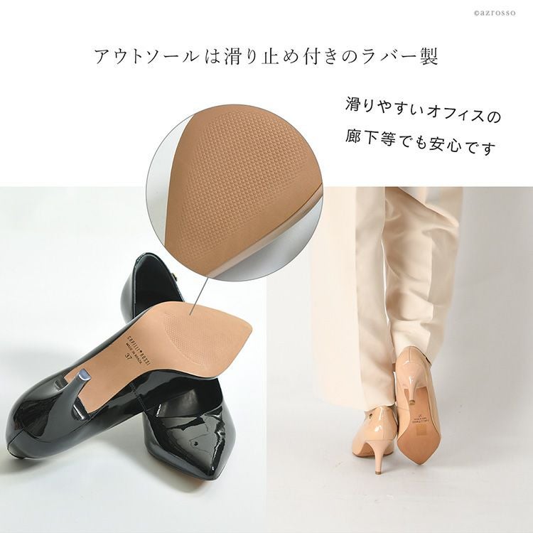 パンプス 本革 ブランド 履きやすい エナメル ハイヒール レディース