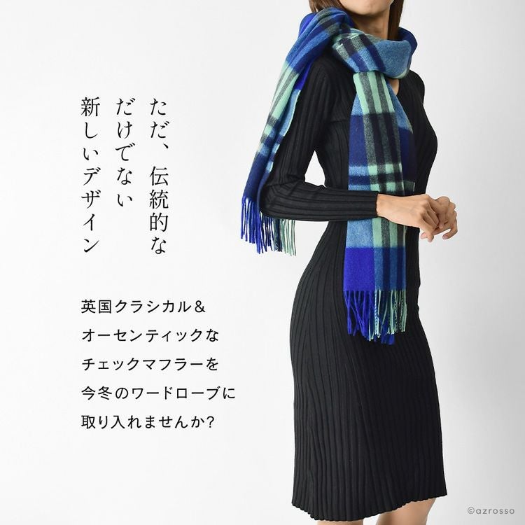 ジョシュアエリス　カシミヤ　大判　ストール　タータンチェック タータンチェック ストール レディース 大判 カシミヤ100% 緑 ブランド