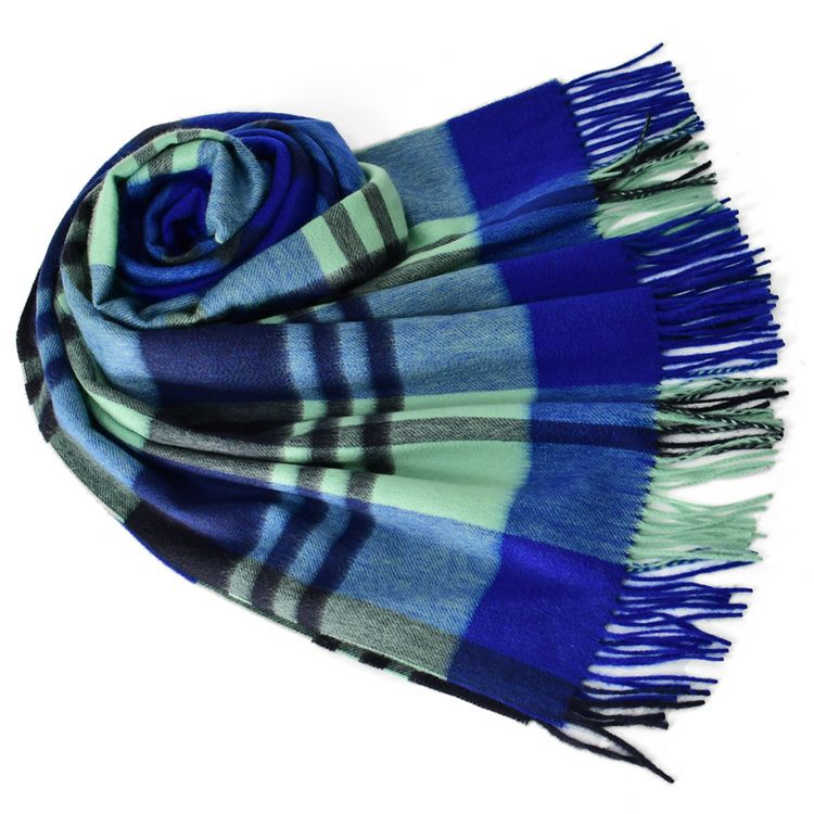 タータンチェック ストール レディース 大判 カシミヤ100% 緑 ブランド