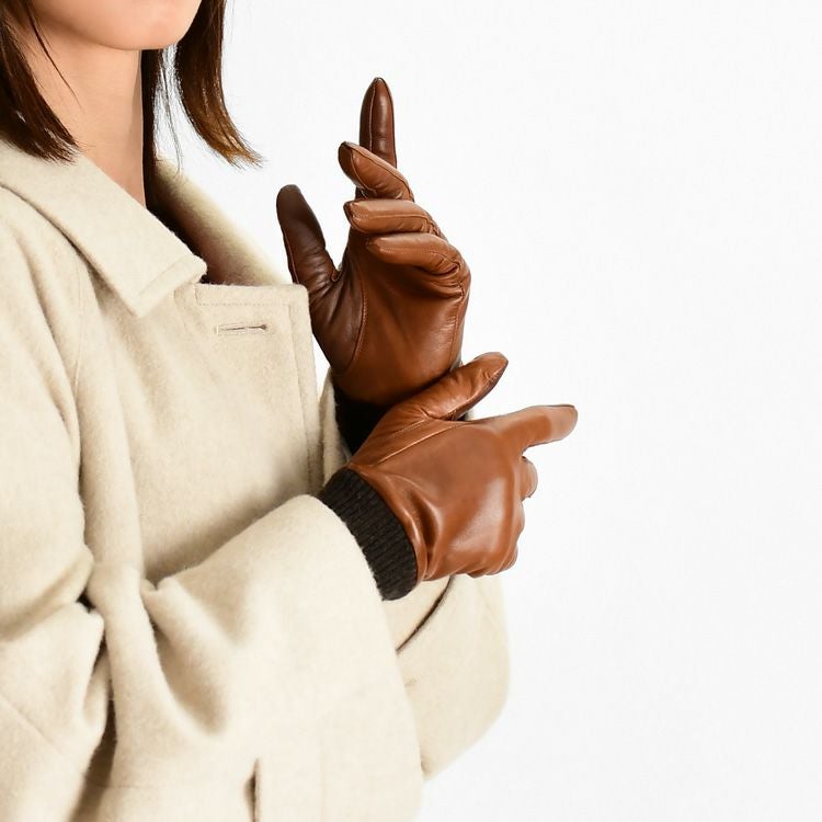 羊革 手袋 レディース 撥水 ラムレザー スマホ対応 暖かい カシミヤ