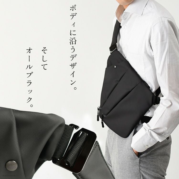 ナイロン ボディバッグ ブラック ウエストポーチ 斜め掛け メンズ