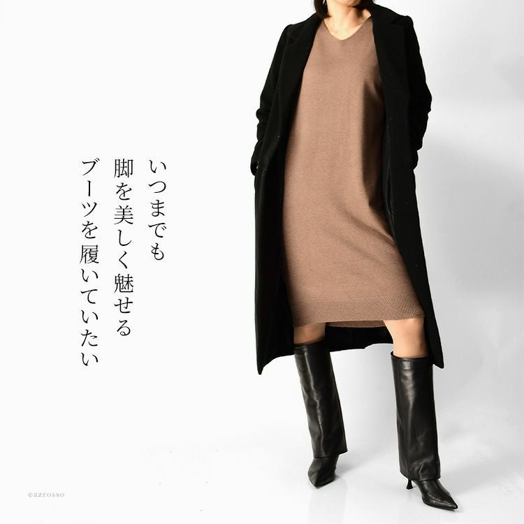 SARTORE(サルトル)を製造するイタリアの老舗工房VITTORIO VIRGILI(ヴィットリオ ヴィルジリ)がつくる脚が細くきれいに見えるブーツカットシルエットの6cmヒールロングブーツ