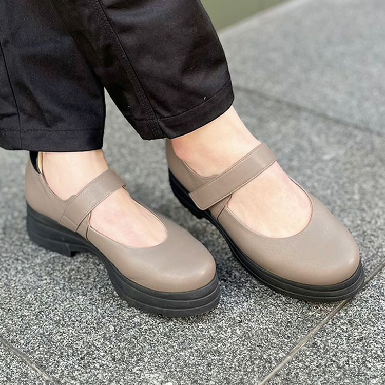 本革 パンプス ストラップ 5cm 厚底 日本製 4E 幅広 痛くない 外反母趾