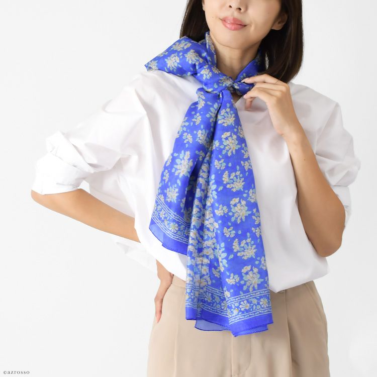 シルク ストール 大判 ショール 花柄 薄手 uv コンパクト 冷房対策