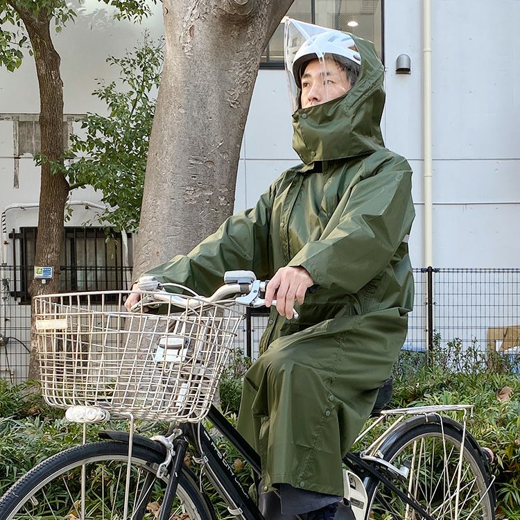 リュック対応 レインコート 自転車 メンズ 通勤 通学 撥水 ロング丈