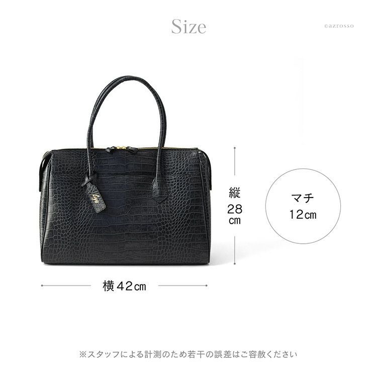 LEATHER JEWELS クロコ型押し A4 ハンドバッグ ビジネスバック 美品】 レザージュエルズ LEATHER JEWELS トートバッグ ハンドバッグ