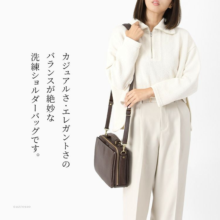 ★日本製★本革★２WAY★横型・斜め掛けショルダーバッグⅡ★クロ色★ゴールド金具 ☆ハンドメイド☆日本製☆本革☆横型・斜め掛けショルダーバッグⅡ☆お