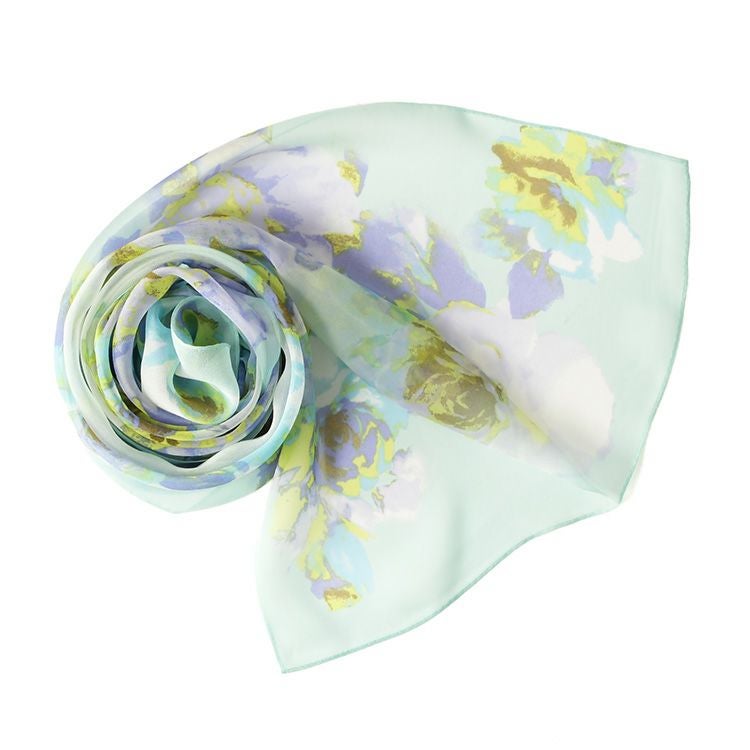 ストール シルクスカーフ 花柄 シフォン 日本製 45x160cm 横浜スカーフ