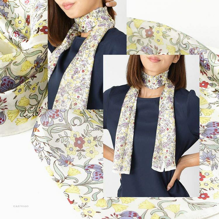 シルクスカーフ ブランド 日本製 横浜スカーフ 国産 レディース 花柄