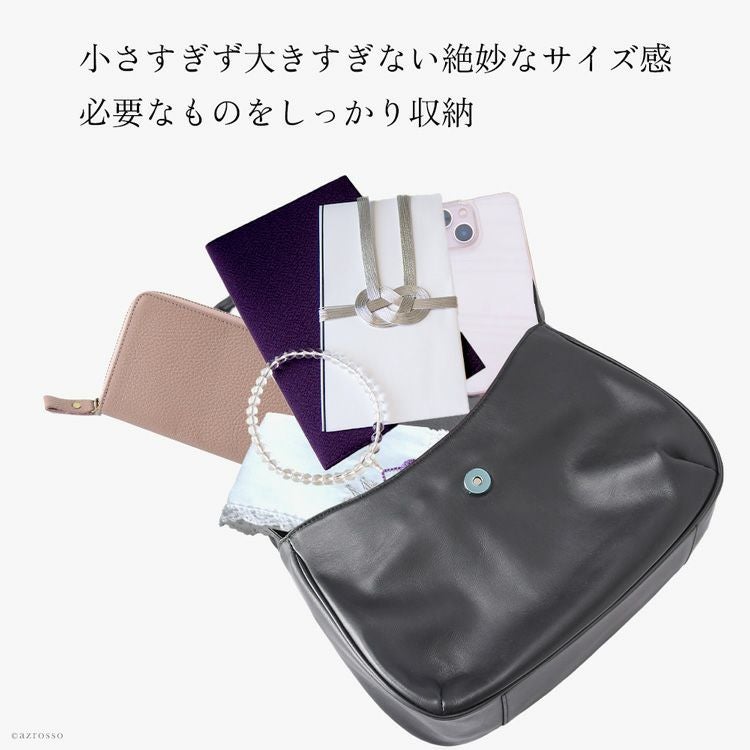 ブラックフォーマル ショルダーバッグ 日本製 レディース 本革