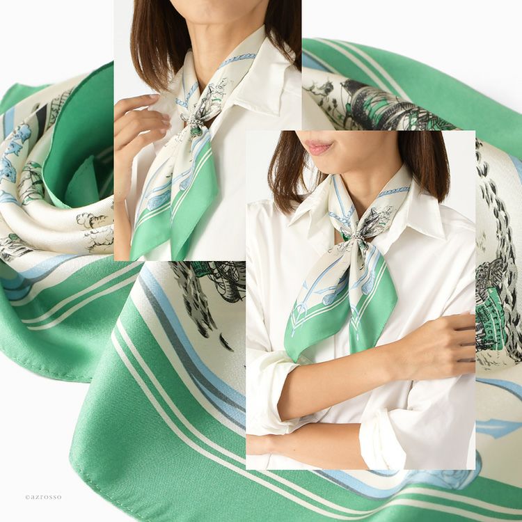 シルクスカーフ ブランド 日本製 横浜スカーフ 国産 レディース マリン