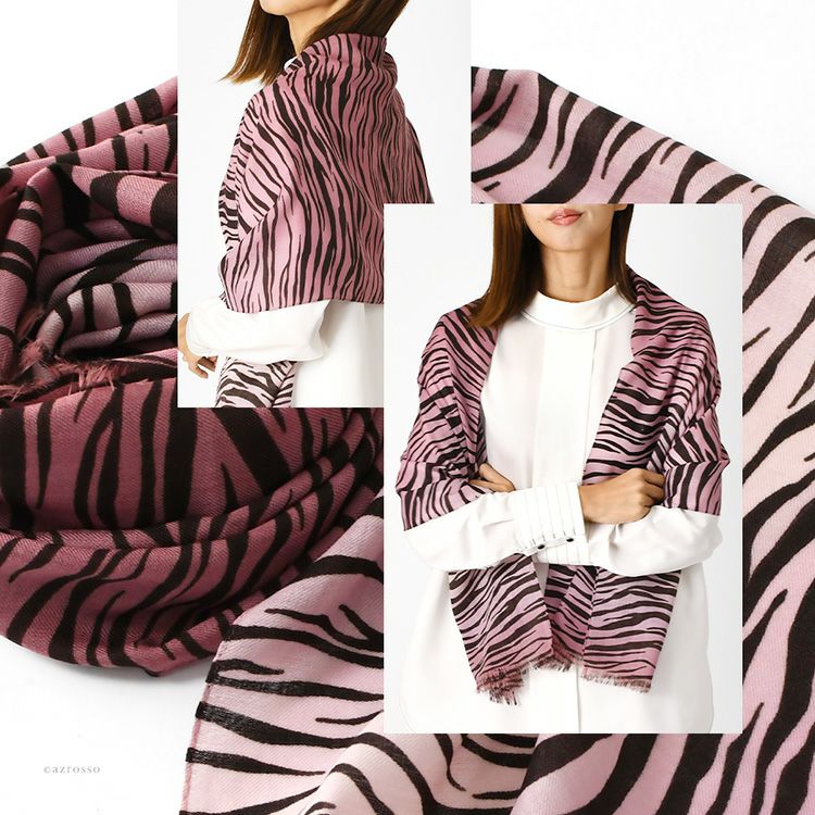 ストール ウール100% ゼブラ柄 アニマル柄 日本製 45x155cm 横浜