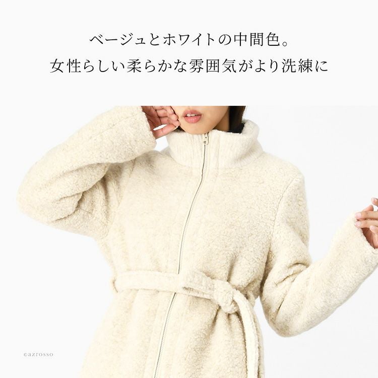 イタリア製 アルパカ ウール コート レディース 軽い ステンカラー