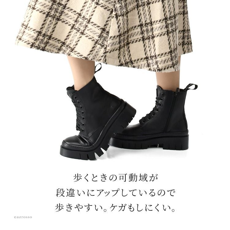 厚底 ブーツ レディース 歩きやすい ブランド ショートブーツ 本革