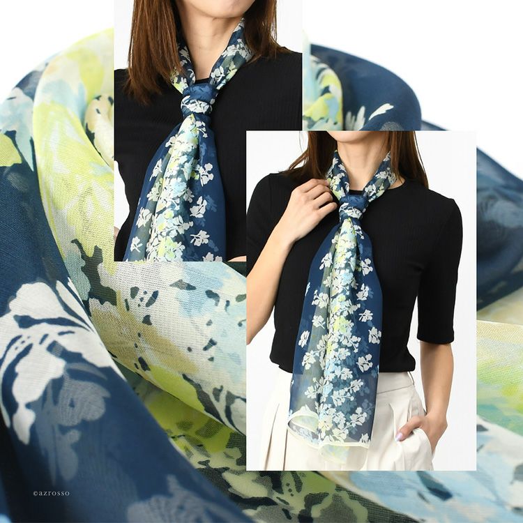 シルクストール 花柄 シフォン 日本製 ブランド 45x160cm 横浜スカーフ