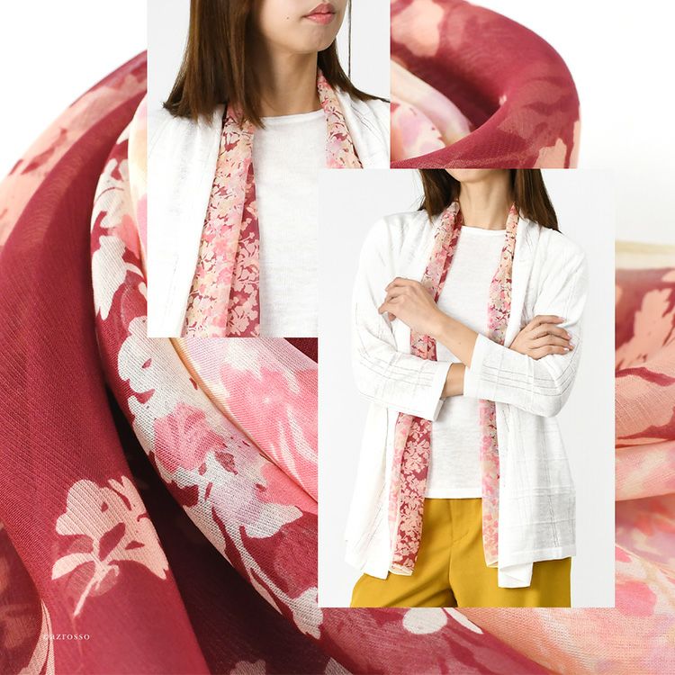 シルクストール 花柄 シフォン 日本製 ブランド 45x160cm 横浜スカーフ