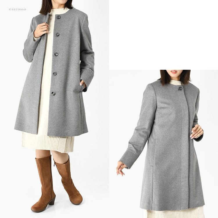 美品♡ 高級♡ ピュアカシミヤ100% 美シルエット 女優 コート グレー