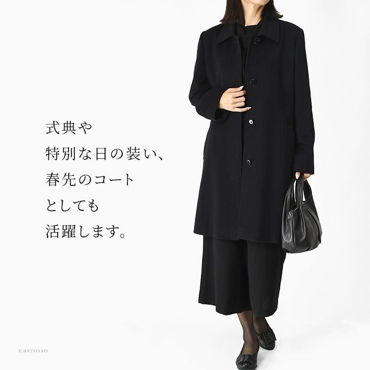 日本製 カシミヤ100％コート レディース ステンカラーコート ミドル丈
