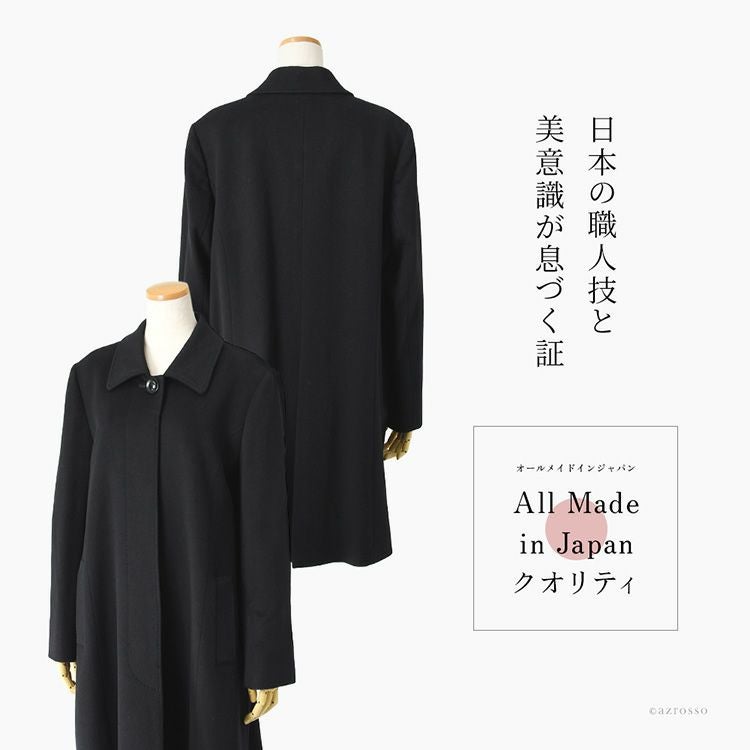 日本製 カシミヤ100％コート レディース ステンカラーコート ミドル丈