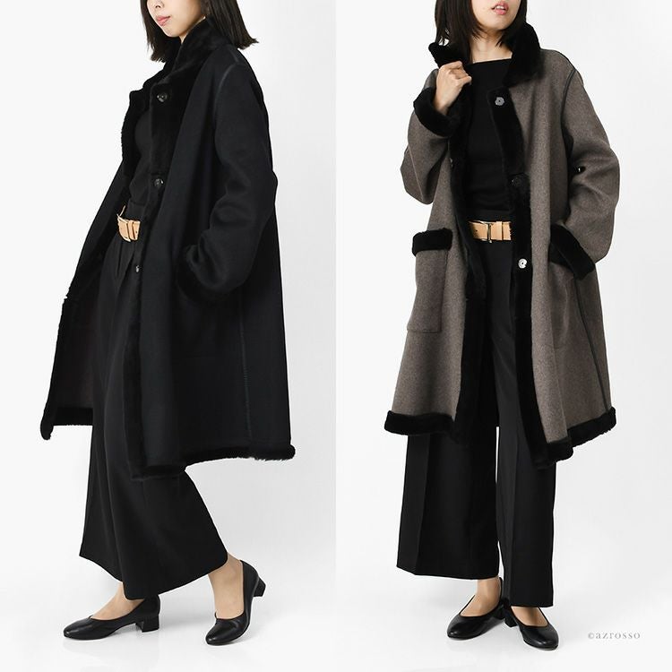 ロロピアーナ コート リバーシブル カシミヤ ウール レディース