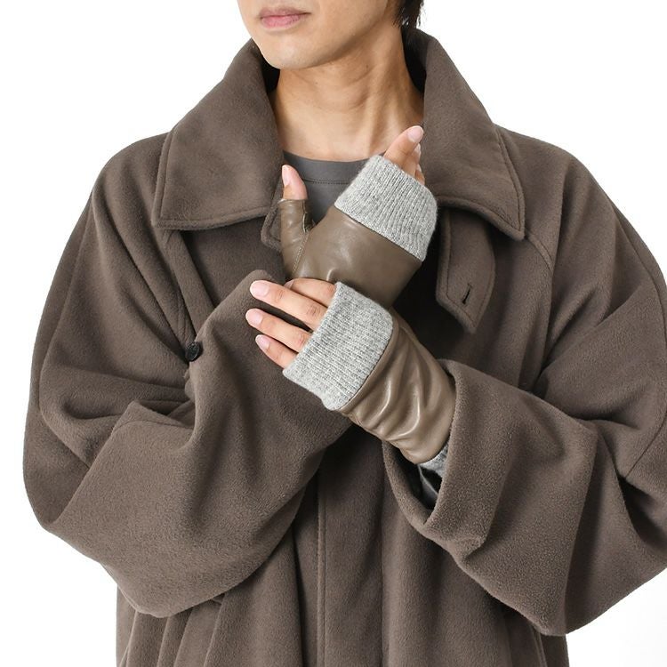 メンズ 本革手袋 指なし スマホ対応 日本製 カシミヤ 暖かい ブランド