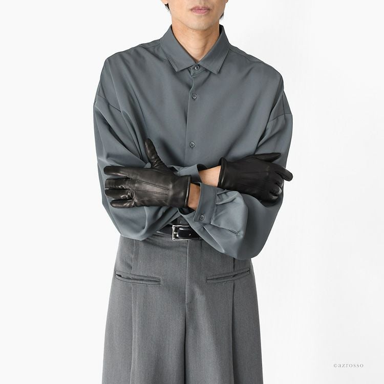 メンズ 本革手袋 ラムレザー×カシミヤ100 日本製 ブランド クロダ 高級