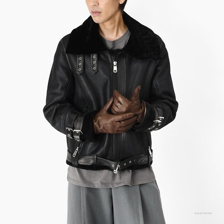 メンズ 本革手袋 ラムレザー×カシミヤ100 日本製 ブランド クロダ 高級