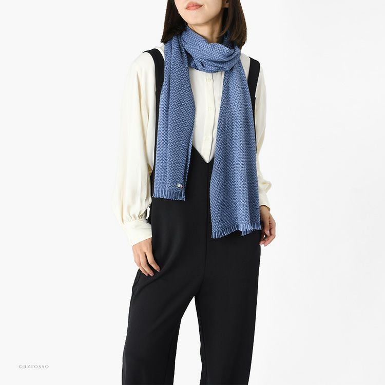 ニット ロングマフラー ウール混 フランス製 ブランド ちくちくしない
